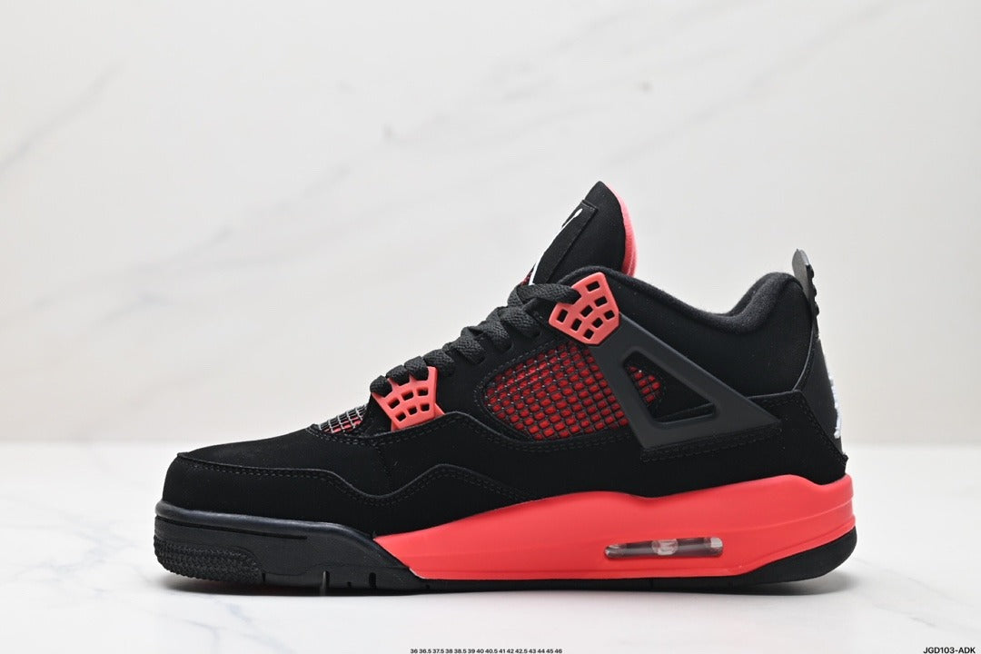 Nike Air Jordan 4 Retro Mid-Top Sneakers – Black & Red