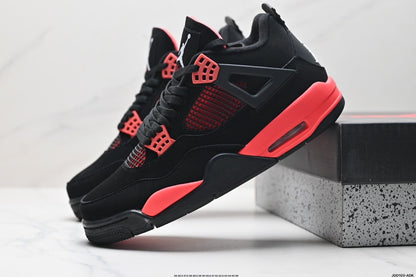 Nike Air Jordan 4 Retro Mid-Top Sneakers – Black & Red