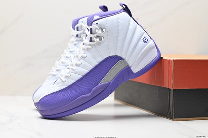 Nike Air Jordan 12 Retro High-Top Sneakers – White & Purple