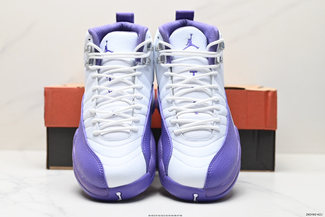 Nike Air Jordan 12 Retro High-Top Sneakers – White & Purple