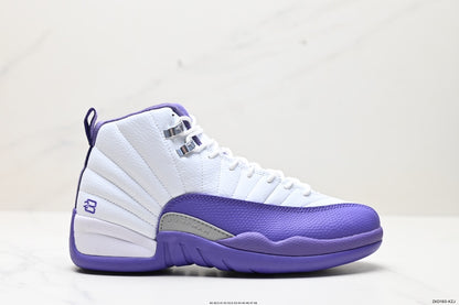 Nike Air Jordan 12 Retro High-Top Sneakers – White & Purple