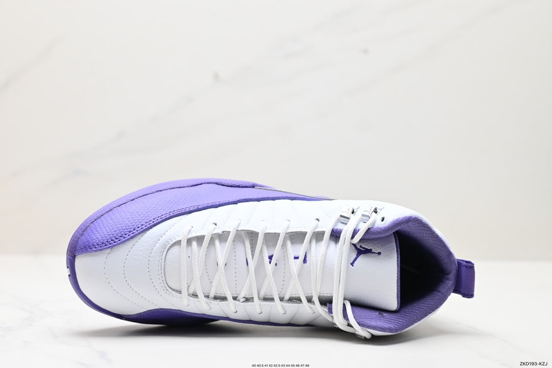 Nike Air Jordan 12 Retro High-Top Sneakers – White & Purple