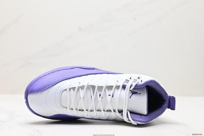 Nike Air Jordan 12 Retro High-Top Sneakers – White & Purple