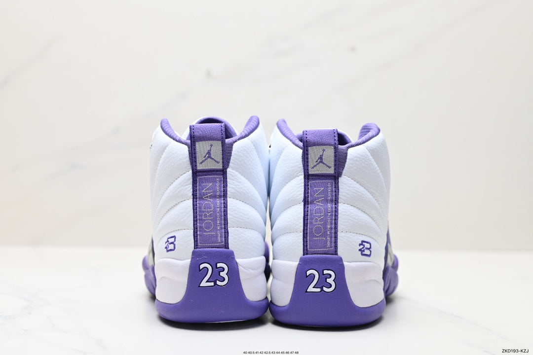 Nike Air Jordan 12 Retro High-Top Sneakers – White & Purple