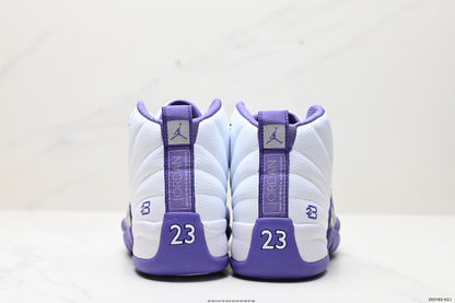 Nike Air Jordan 12 Retro High-Top Sneakers – White & Purple