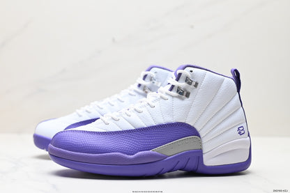 Nike Air Jordan 12 Retro High-Top Sneakers – White & Purple