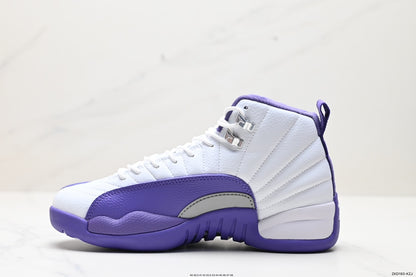 Nike Air Jordan 12 Retro High-Top Sneakers – White & Purple