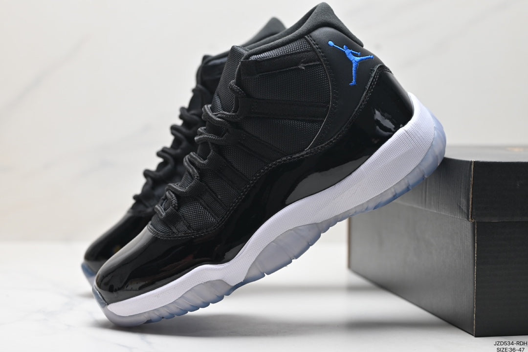 Nike Air Jordan 11 Retro High-Top Sneakers – Black, White & Blue