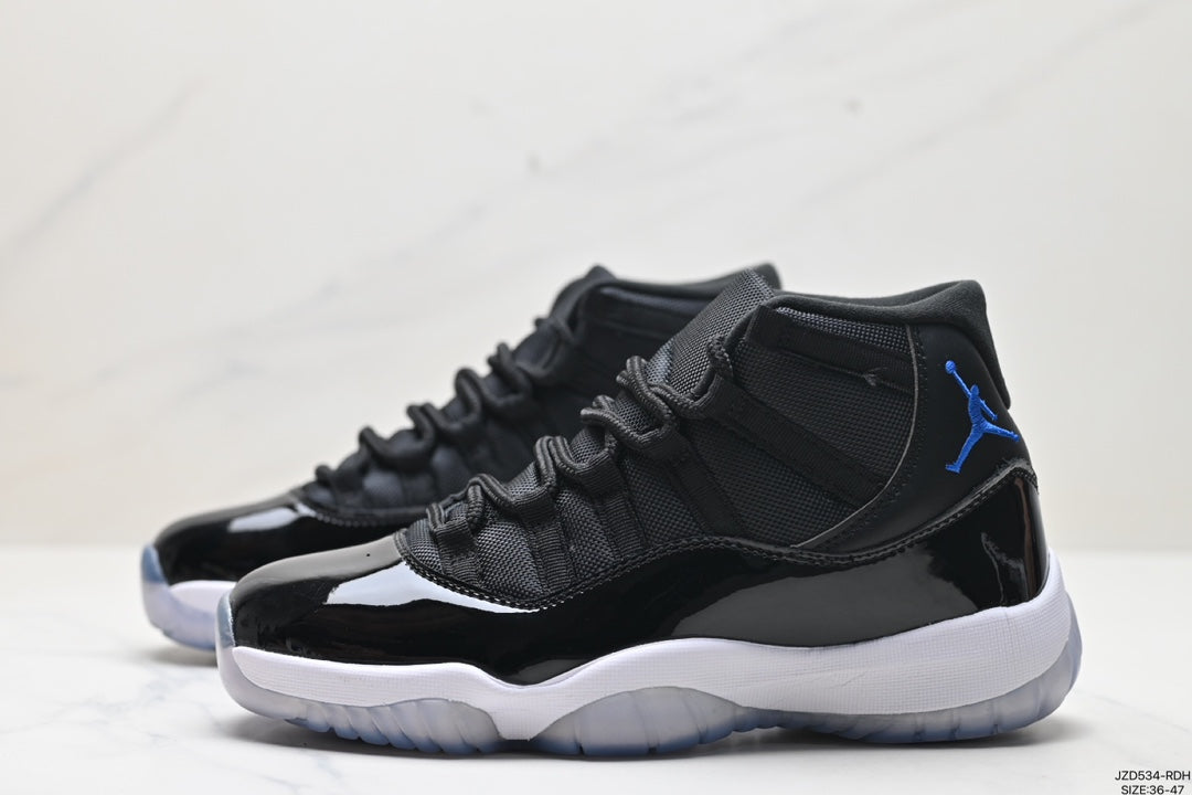 Nike Air Jordan 11 Retro High-Top Sneakers – Black, White & Blue