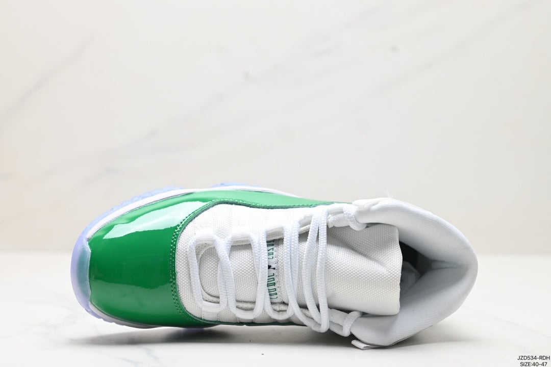 Nike Air Jordan 11 Retro High-Top Sneakers – White & Green