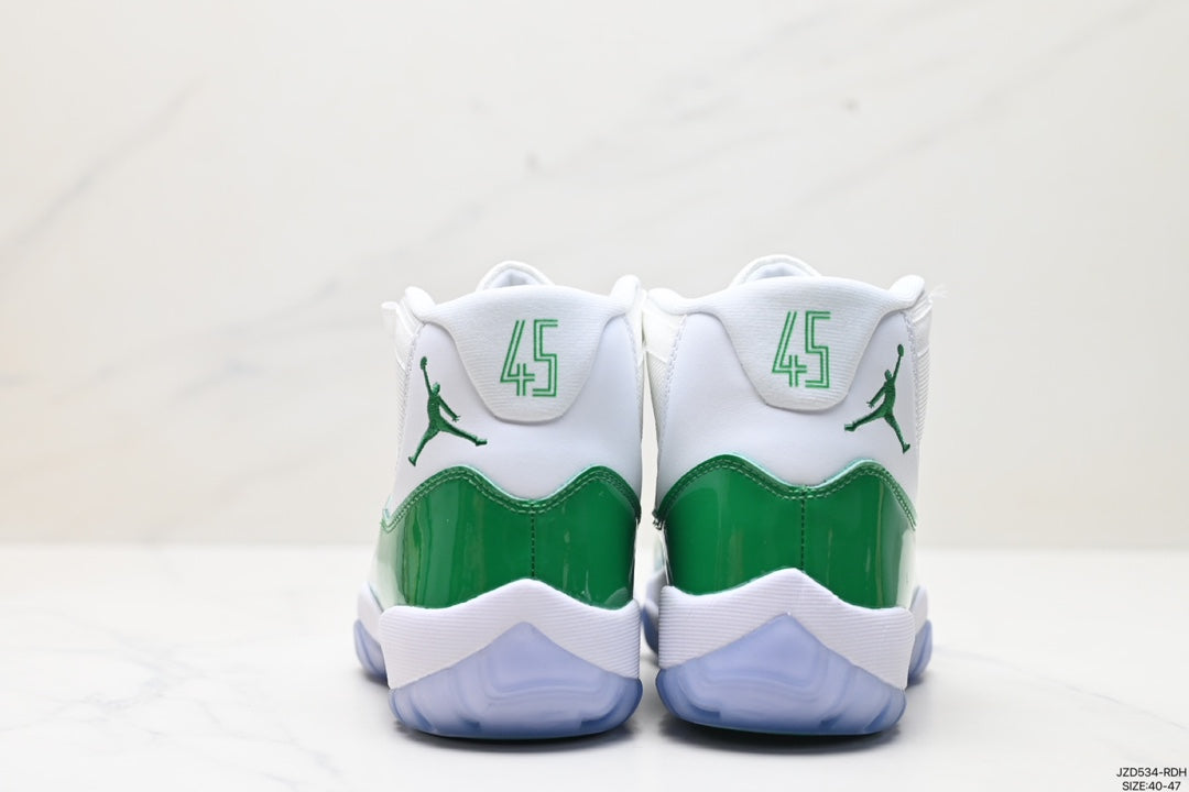 Nike Air Jordan 11 Retro High-Top Sneakers – White & Green