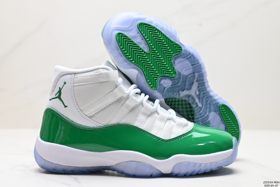 Nike Air Jordan 11 Retro High-Top Sneakers – White & Green