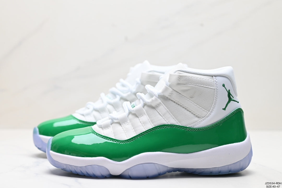 Nike Air Jordan 11 Retro High-Top Sneakers – White & Green