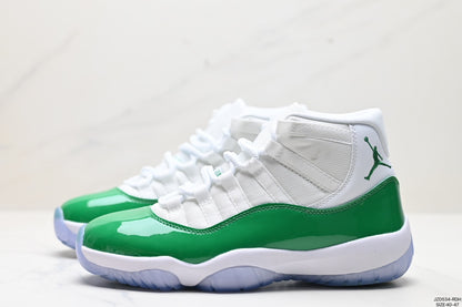 Nike Air Jordan 11 Retro High-Top Sneakers – White & Green