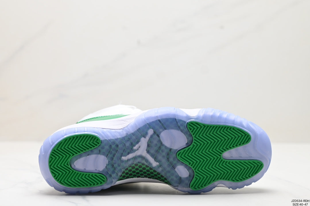 Nike Air Jordan 11 Retro High-Top Sneakers – White & Green