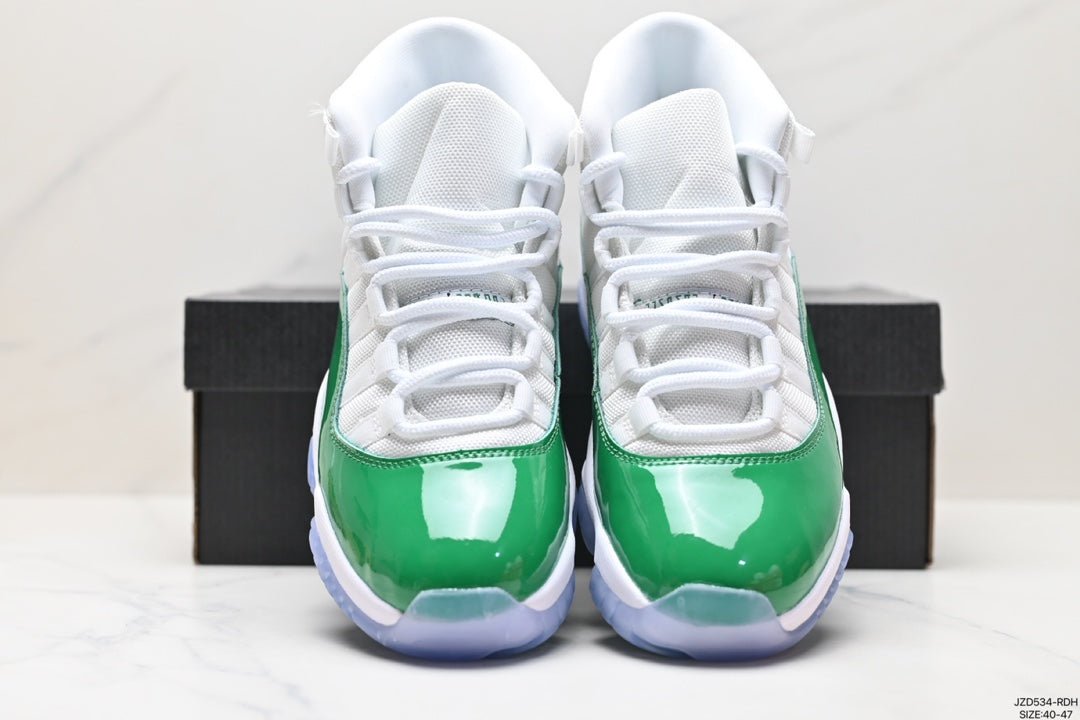 Nike Air Jordan 11 Retro High-Top Sneakers – White & Green