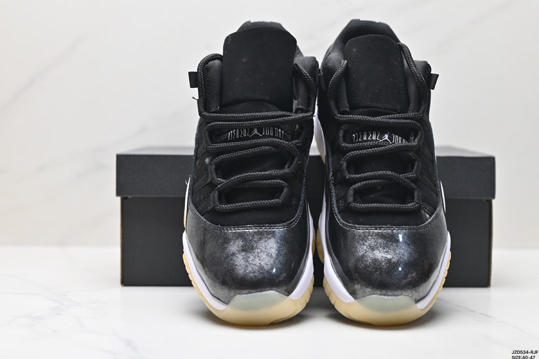 Nike Air Jordan 11 Retro Low Sneakers – Black & White with Cream Outsole