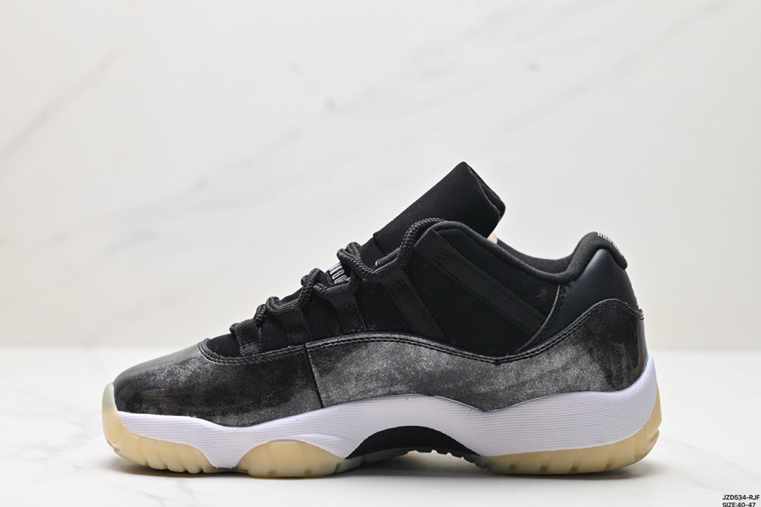 Nike Air Jordan 11 Retro Low Sneakers – Black & White with Cream Outsole