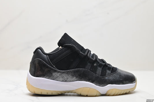 Nike Air Jordan 11 Retro Low Sneakers – Black & White with Cream Outsole