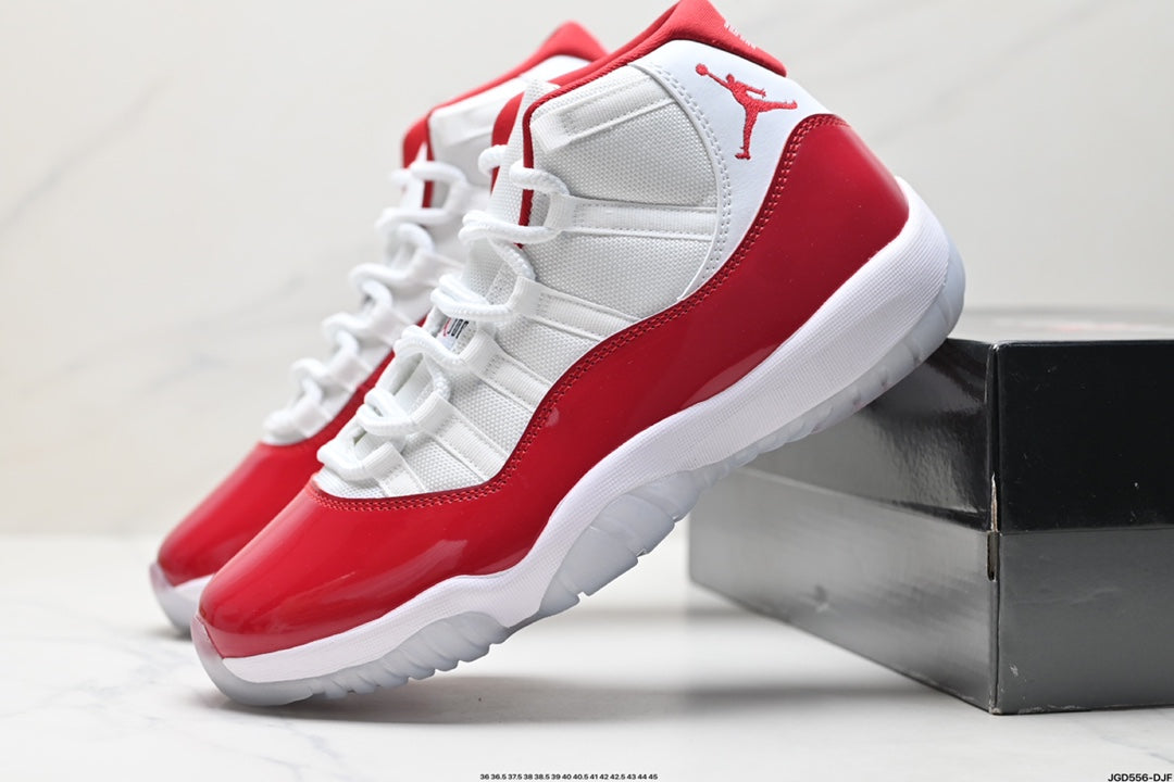 Nike Air Jordan 11 Retro High-Top Sneakers – White & Red
