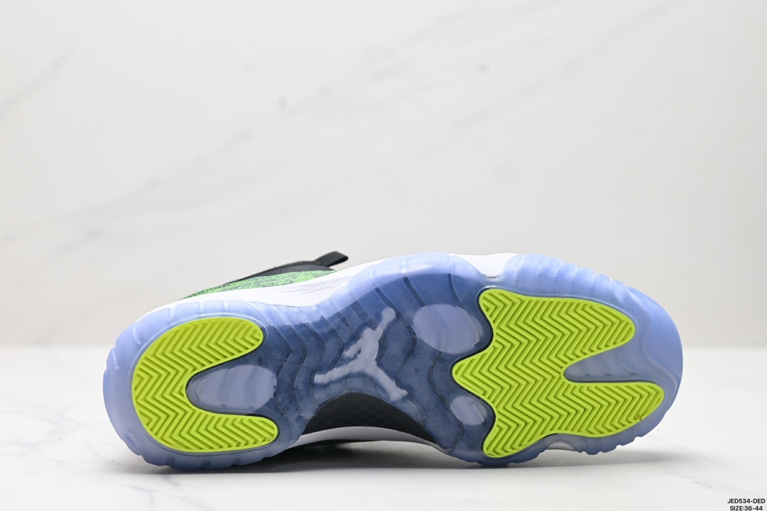 Nike Air Jordan 11 Retro Low Sneakers – Black & Green Pattern
