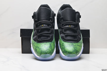 Nike Air Jordan 11 Retro Low Sneakers – Black & Green Pattern