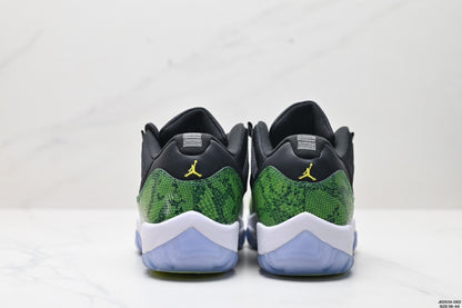 Nike Air Jordan 11 Retro Low Sneakers – Black & Green Pattern