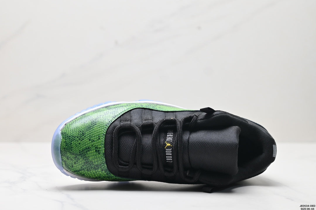 Nike Air Jordan 11 Retro Low Sneakers – Black & Green Pattern