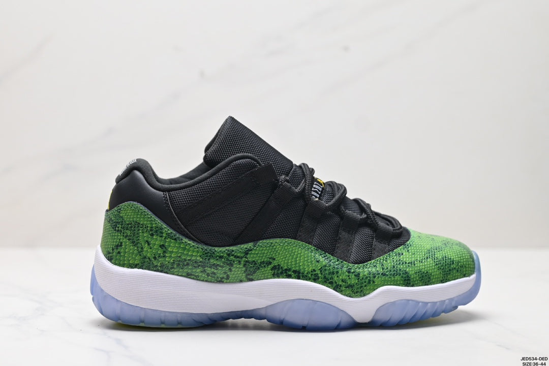 Nike Air Jordan 11 Retro Low Sneakers – Black & Green Pattern