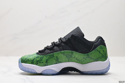 Nike Air Jordan 11 Retro Low Sneakers – Black & Green Pattern