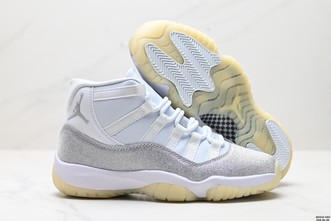 Nike Air Jordan 11 Retro High-Top Sneakers – White & Silver