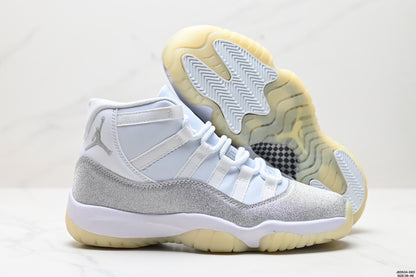 Nike Air Jordan 11 Retro High-Top Sneakers – White & Silver