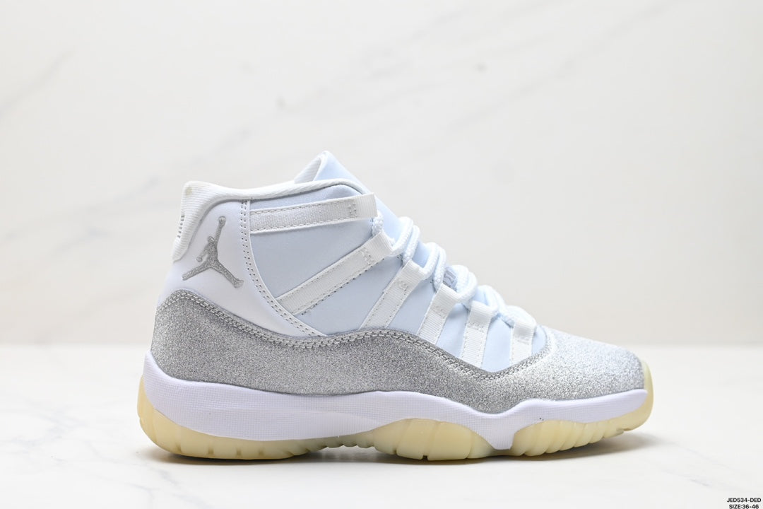 Nike Air Jordan 11 Retro High-Top Sneakers – White & Silver