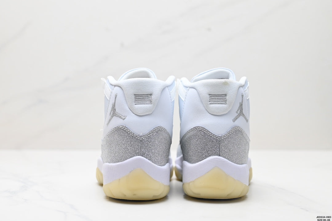 Nike Air Jordan 11 Retro High-Top Sneakers – White & Silver