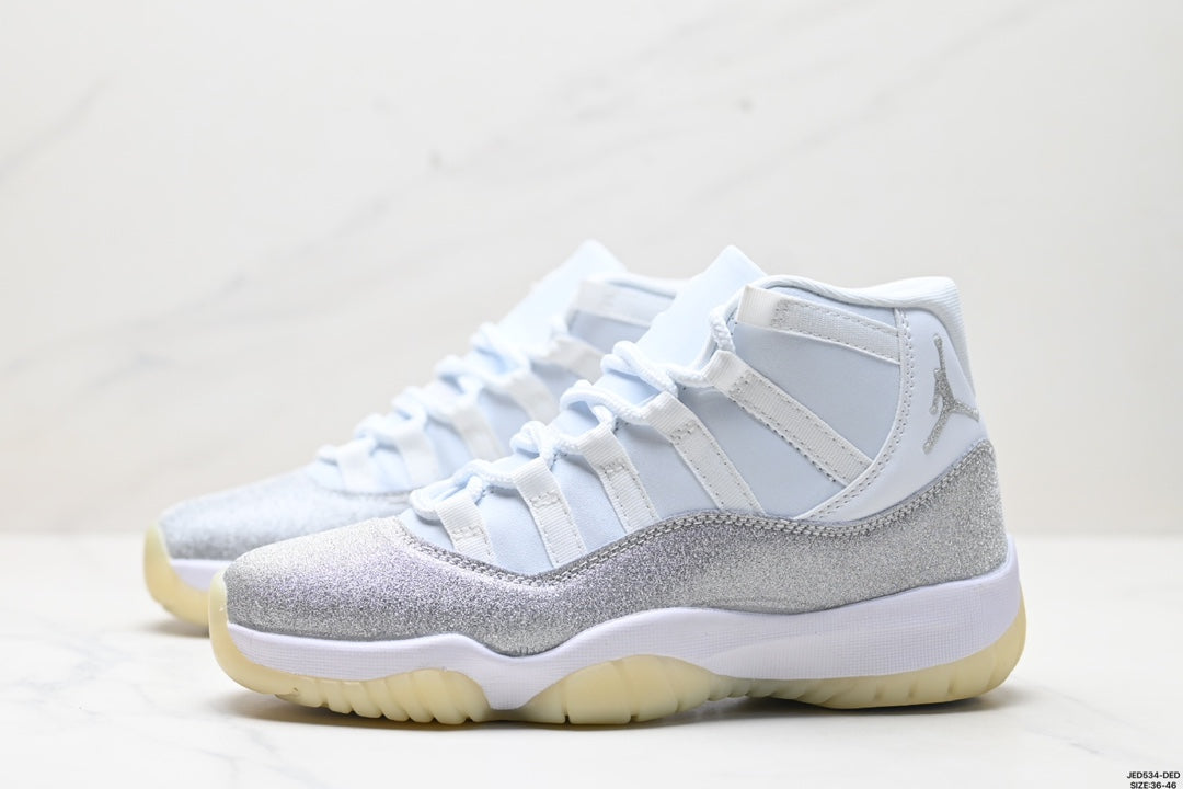 Nike Air Jordan 11 Retro High-Top Sneakers – White & Silver