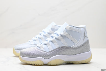 Nike Air Jordan 11 Retro High-Top Sneakers – White & Silver