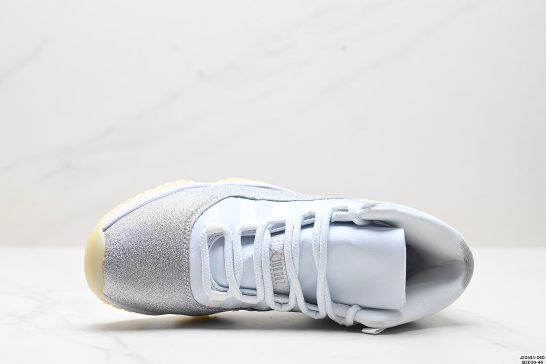 Nike Air Jordan 11 Retro High-Top Sneakers – White & Silver