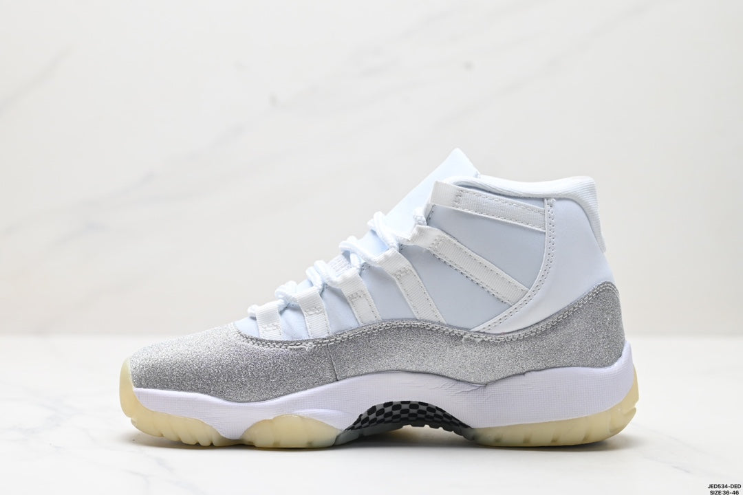 Nike Air Jordan 11 Retro High-Top Sneakers – White & Silver