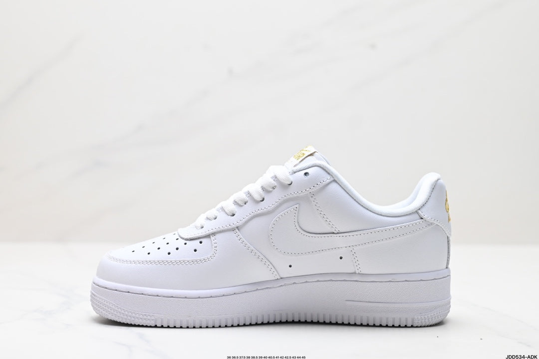 Nike Air Force 1 ’07 Low Sneakers – White with Gold-Tone Chain