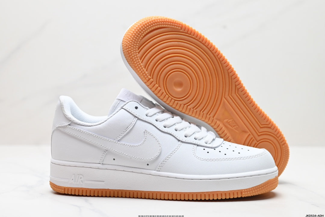 Nike Air Force 1 ’07 Low Sneakers – White with Gum-Colored Outsole