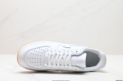 Nike Air Force 1 ’07 Low Sneakers – White with Gum-Colored Outsole