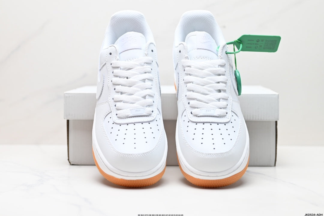 Nike Air Force 1 ’07 Low Sneakers – White with Gum-Colored Outsole