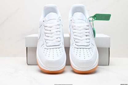 Nike Air Force 1 ’07 Low Sneakers – White with Gum-Colored Outsole