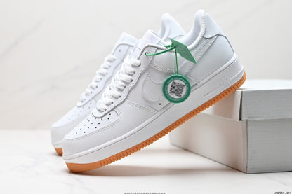 Nike Air Force 1 ’07 Low Sneakers – White with Gum-Colored Outsole