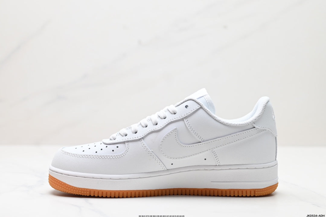 Nike Air Force 1 ’07 Low Sneakers – White with Gum-Colored Outsole