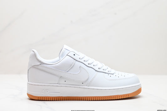Nike Air Force 1 ’07 Low Sneakers – White with Gum-Colored Outsole