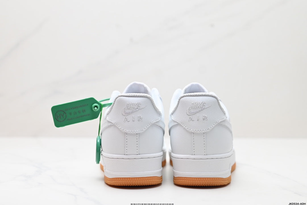 Nike Air Force 1 ’07 Low Sneakers – White with Gum-Colored Outsole