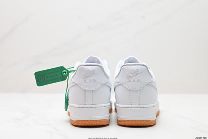 Nike Air Force 1 ’07 Low Sneakers – White with Gum-Colored Outsole