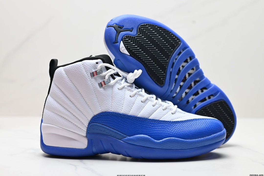 Nike Air Jordan 12 Retro High-Top Sneakers – White & Blue