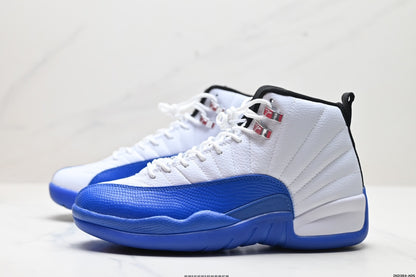 Nike Air Jordan 12 Retro High-Top Sneakers – White & Blue